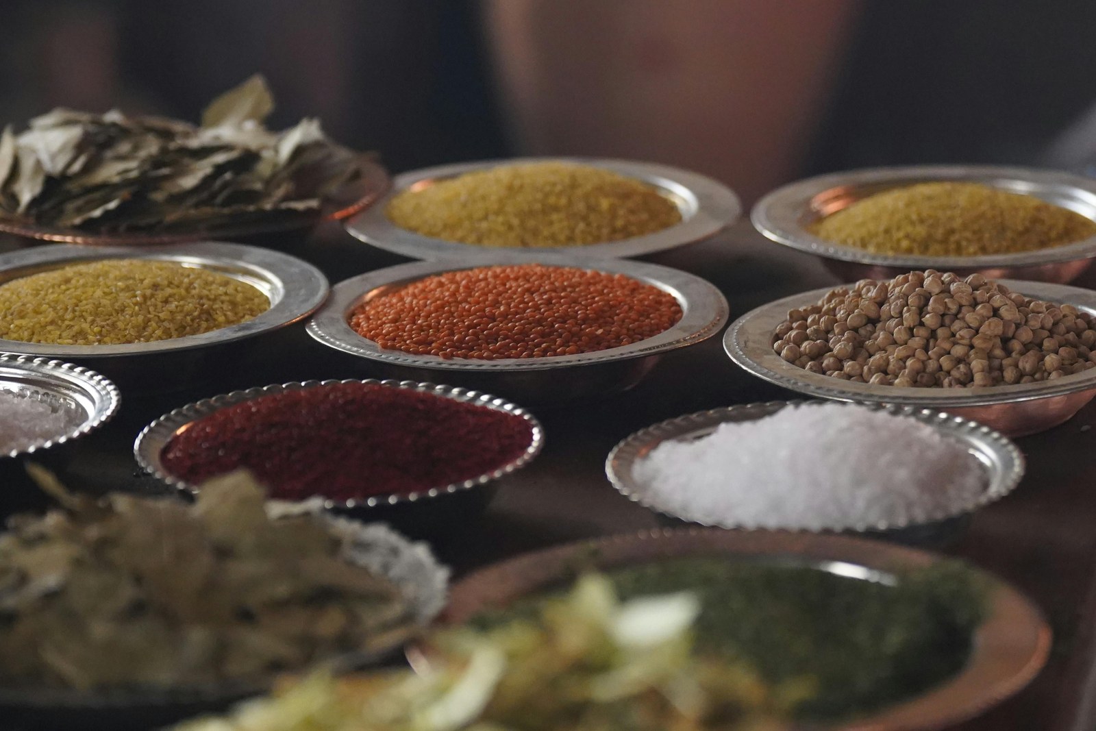Raw spices and spice blends in bowls